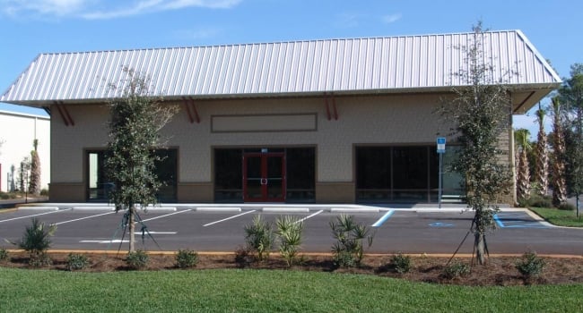 sloped mansard retail steel building