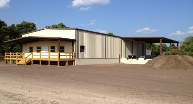 farm office building with canopy and covered loading dock