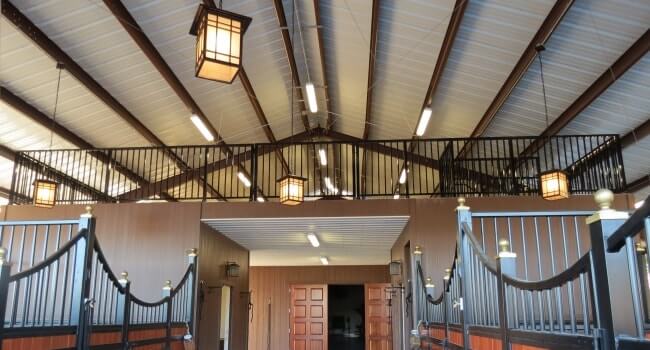 luxury metal horse barn with mezzanine