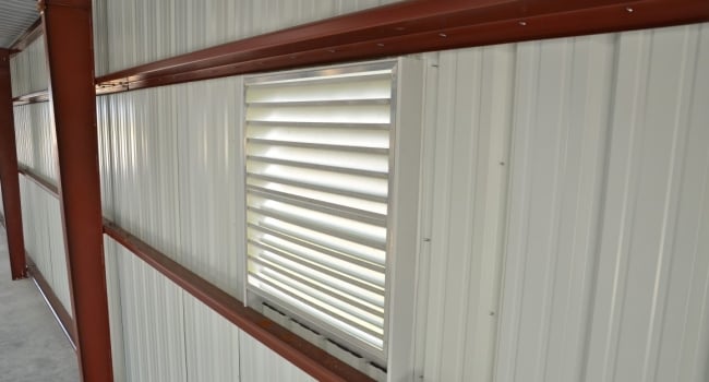 metal building fixed self flashing louver
