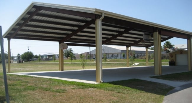 metal roof only cover church basketball court