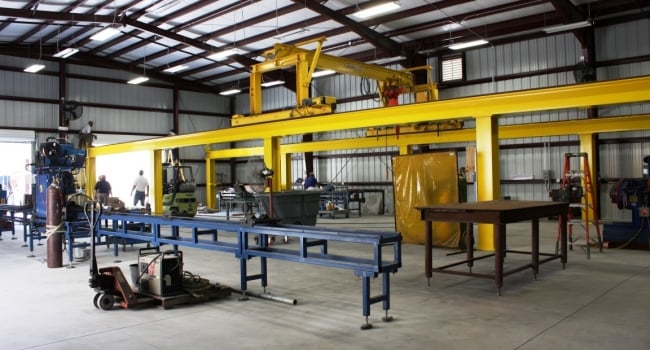 metal building industrial warehouse with crane