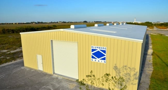 metal building with steel building ridge vents and skylights