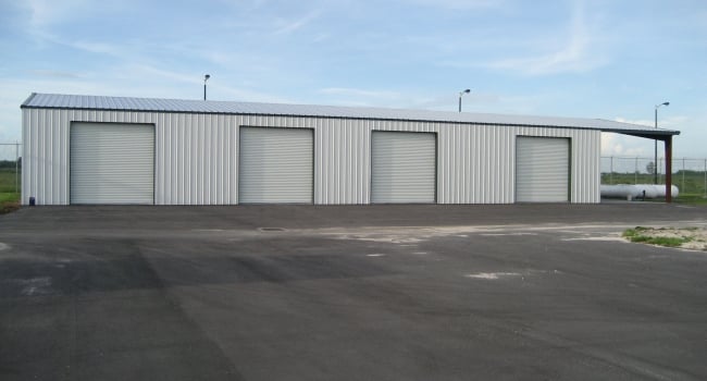 metal building with open bay