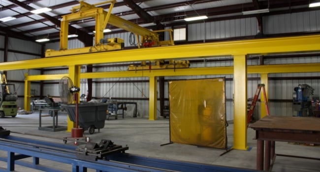 industrial metal building with interior crane