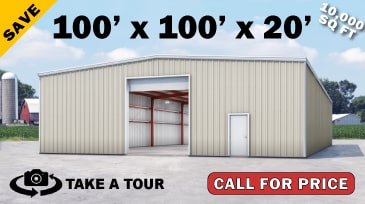 Click to Take A Tour! 100x100 Metal Building Kit on Sale