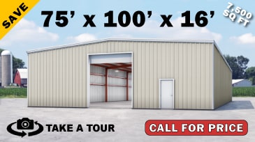 Click to Take A Tour! 75x100 Metal Building Kit on Sale