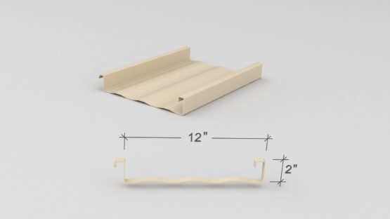 Metal building batten-lok standing seam roof panel 3D rendering.