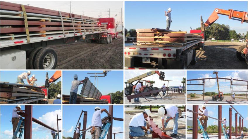 steel building erecting photo gallery collage