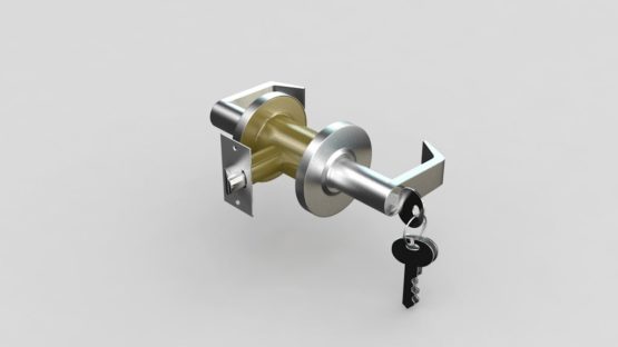 Metal building 3070 walk door lever lockset.