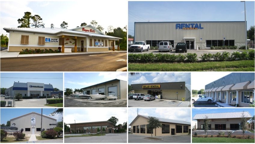 Retail metal building photo gallery collage.