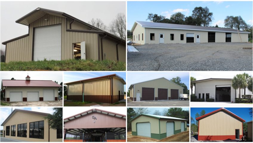 Metal building roof extensions photo gallery collage.