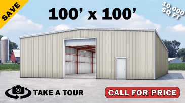 Click to Take A Tour! 100x100 Metal Building Kit on Sale