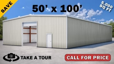 Click to Take A Tour! 50x100 Steel Building Kit on Sale