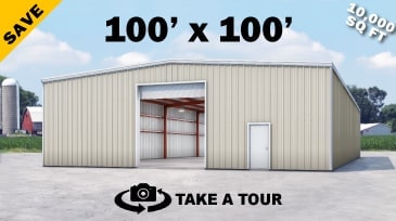Click to Take A Tour! 100x100 Metal Building Kit on Sale