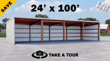 100x100 Hay Storage Run-In Shed Metal Building Kit on Sale
