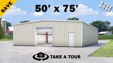 Click to Take A Tour! 50x75 Steel Buildings for Sale