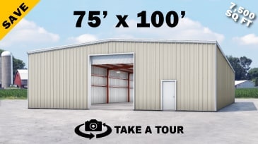 Click to Take A Tour! 75x100 Metal Building Kit on Sale